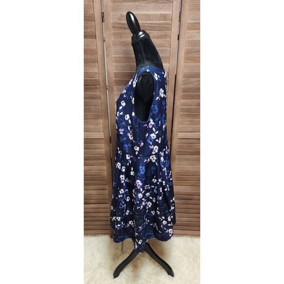 Taylor Floral Print Scuba Fit & Flare Blue Plus Size 18W Formal Sleeveless Dress - Picture 5 of 8